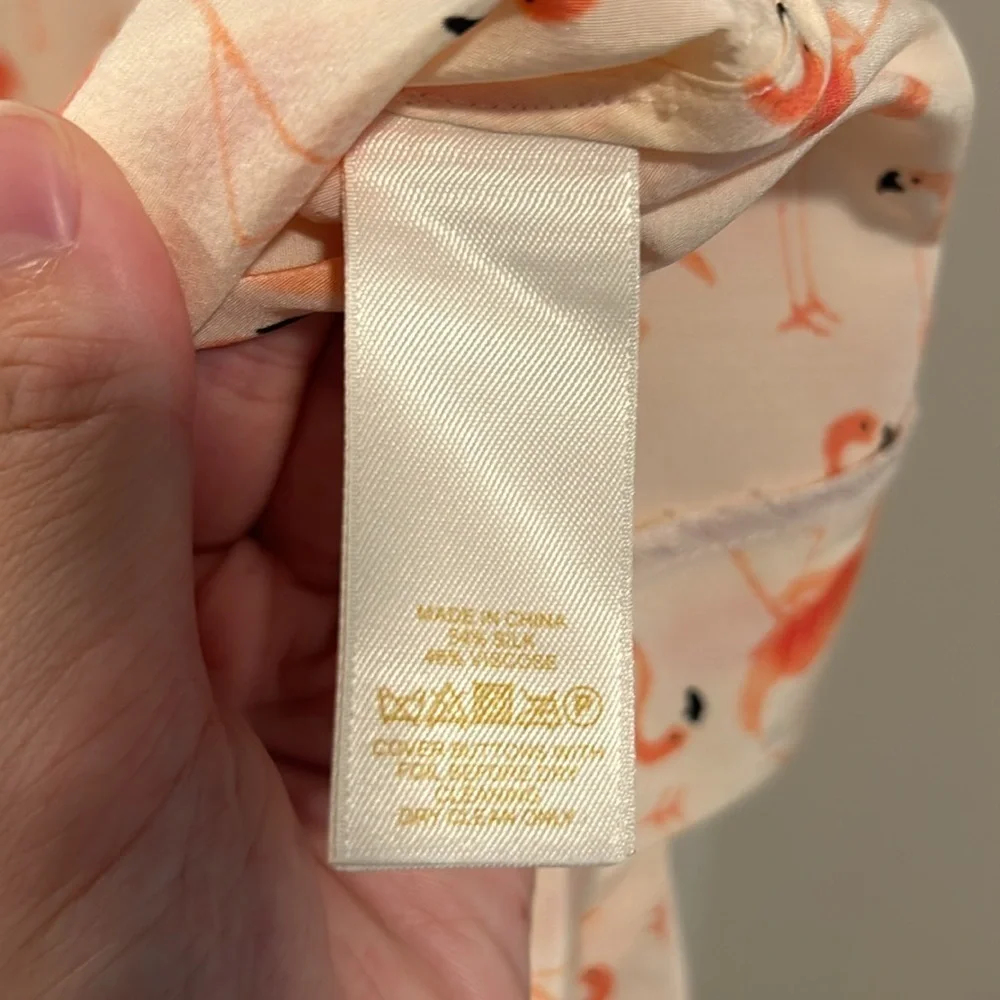 Kate Spade Flamingo Novelty Print 54% Silk Blend Dress Pockets Tropical Size 4